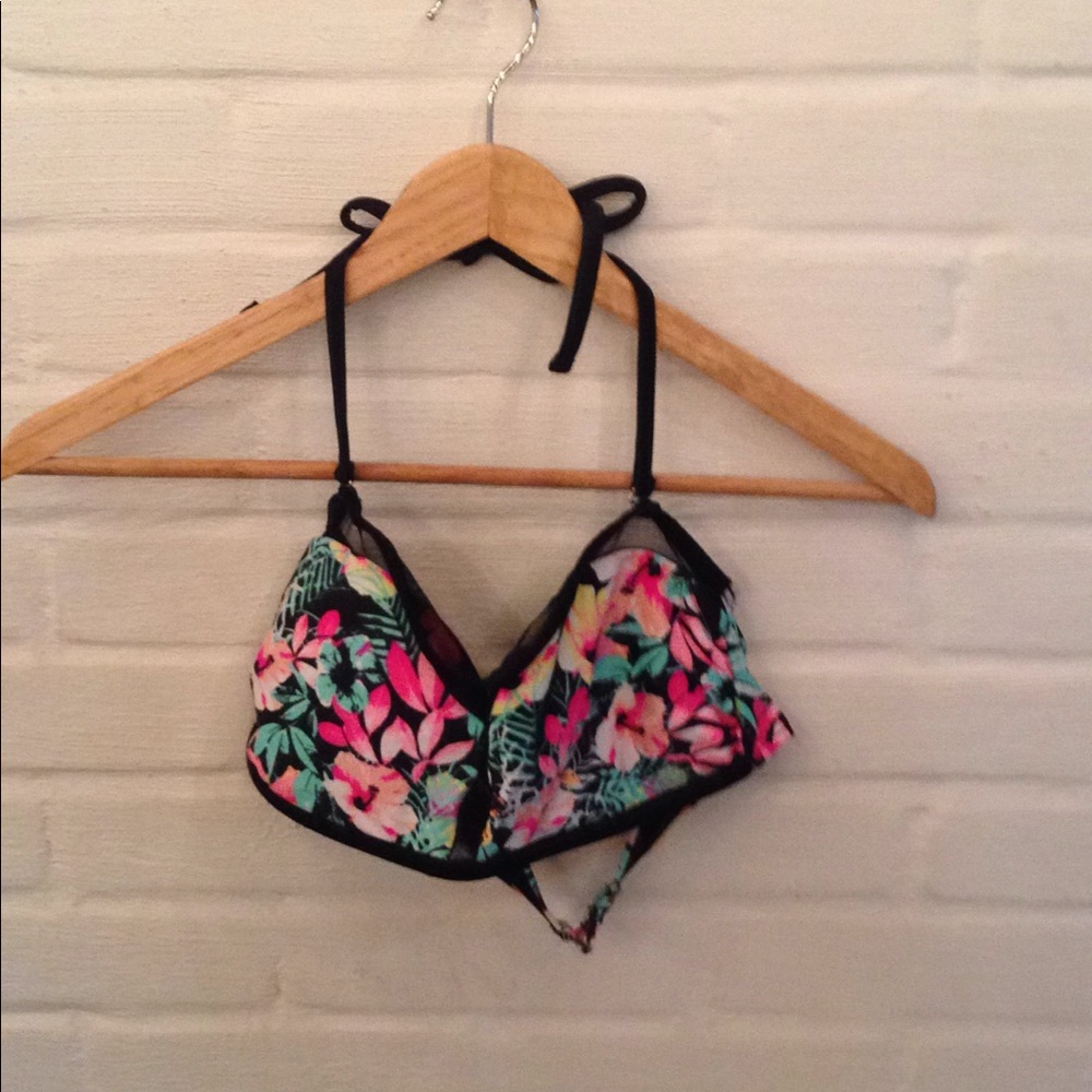 tropical print swim top